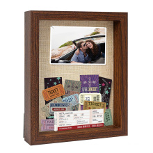 Amazon hot selling 8 x 10 Walnut wood Memorabilia Keepsake with Stick Pins Memory Wedding Shadow Box Display Case